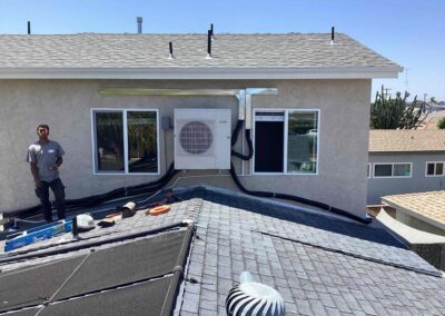 mini split installation on a roof in Talmadge, San Diego